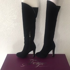 Fergie Herbie Suede Studded Heeled Boots NIB